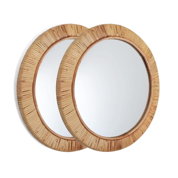 Seaside Round Decorative Rattan Frame Wall Mirror