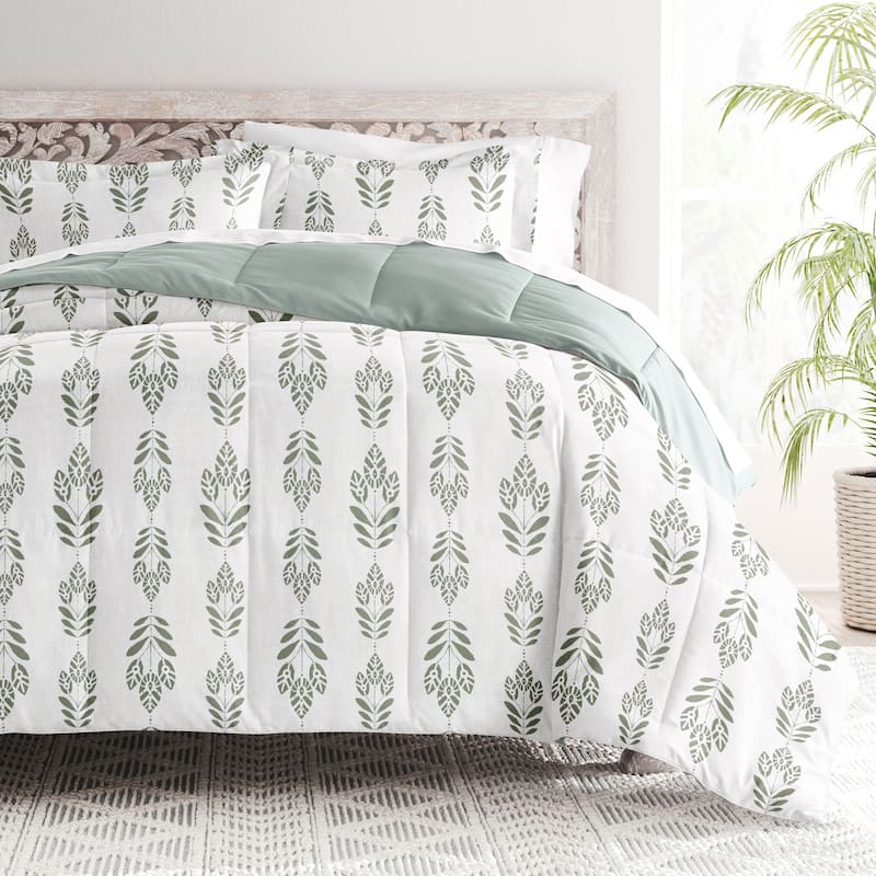 Becky Cameron Folk Leaves Pattern Reversible Comforter Set