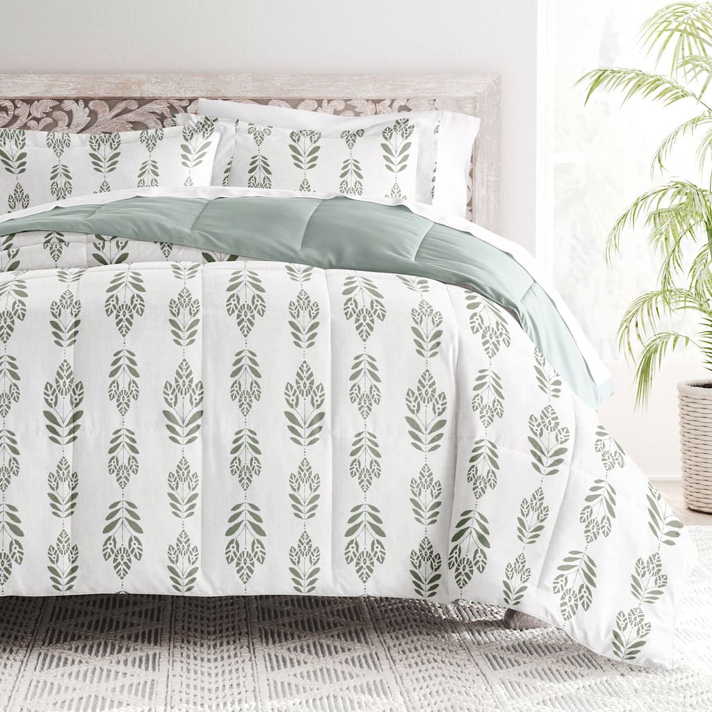 Becky Cameron Folk Leaves Pattern Reversible Comforter Set