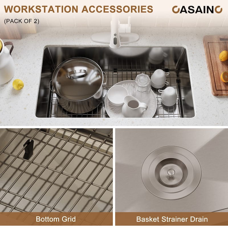 31 in. Undermount Single Bowl 18 Gauge Stainless Steel Kitchen Sink with Bottom Grid and Basket Strainer, cUPC Certified