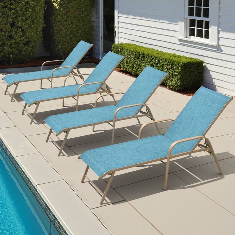 VredHom Outdoor Aluminum Adjustable Patio Chaise Lounge Chairs