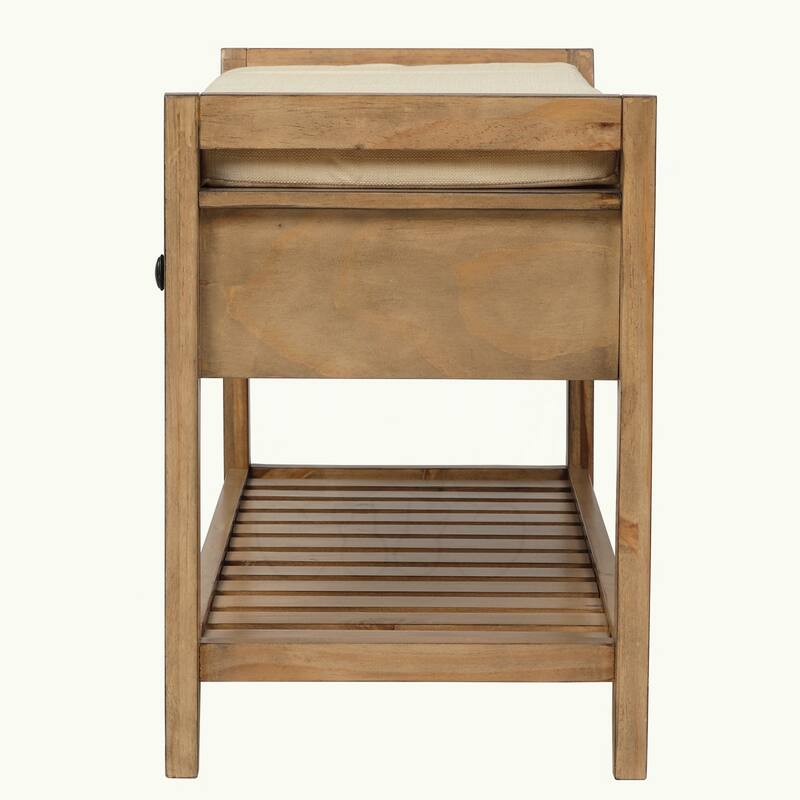Shoe Rack with Cushioned Seat and Drawers