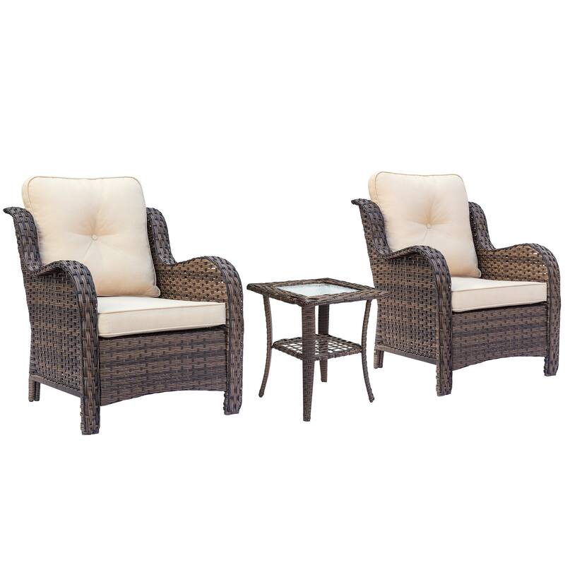 Outdoor Patio Furniture Set Brown Wicker Patio Conversation Seating Sets