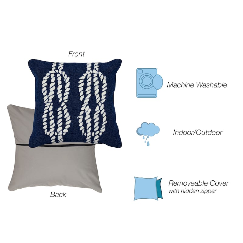 Liora Manne Frontporch Ropes Indoor/Outdoor Pillow Navy 18" Square