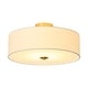 preview thumbnail 56 of 57, French Country Brass Round White Linen Drum Ceiling Light