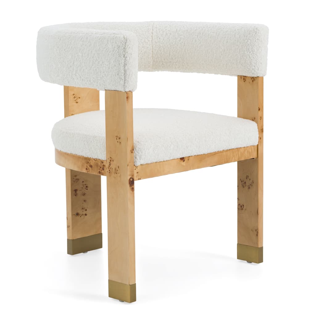 Modrest Letha Modern Cream Fabric & Burl Dining Chair