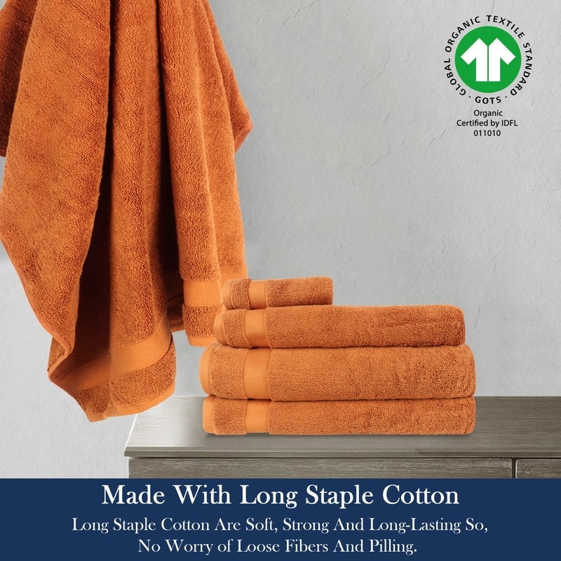 Delara Organic Cotton Luxuriously Plush Bath Towel 20 Piece Set |GOTS & OEKO-TEX Certified |650 GSM Long Staple|Soft & Quick Dry