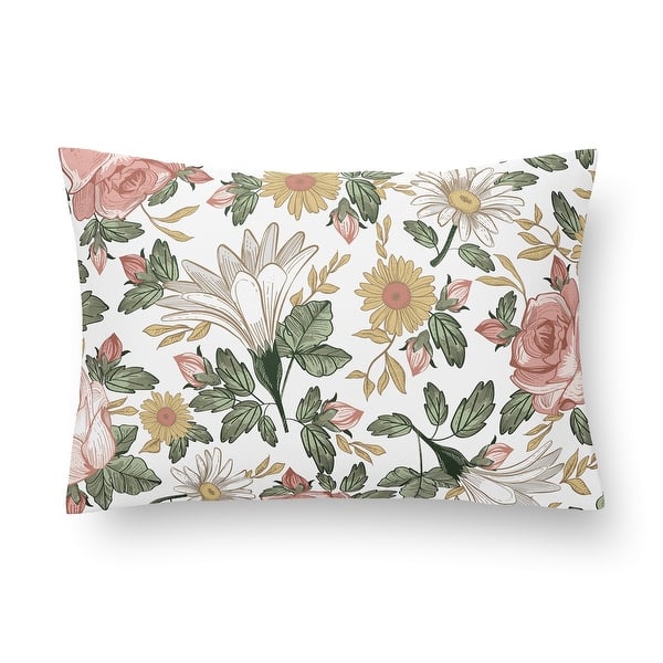 slide 2 of 6, Sweet Jojo Designs Blush Pink Yellow Vintage Floral Boho Girl Mini Pillow with Pillowcase 12x8 in Bohemian Shabby Chic Farmhouse