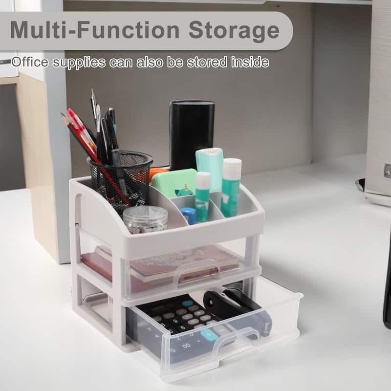Makeup Organizer Countertop Clear Drawers Makeup Organizer for Counter - Clear, White