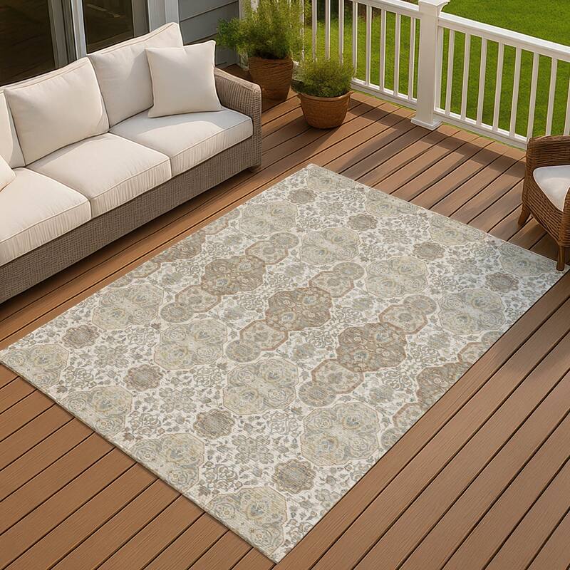 Machine Washable Indoor/ Outdoor Global Budden Chantille Rug