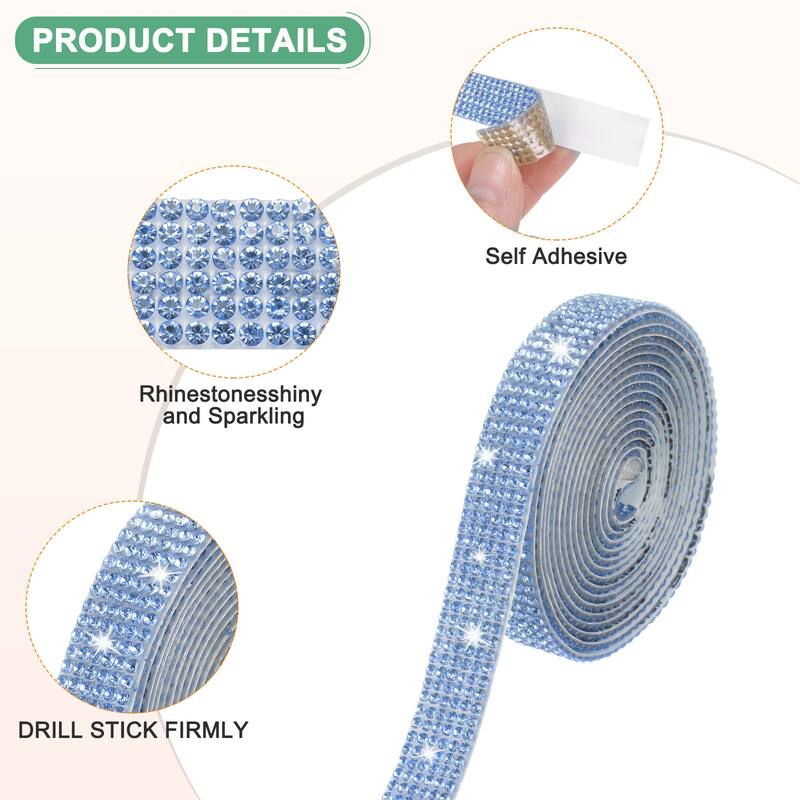 2-Roll Crystal Rhinestone Ribbon,0.5/1.1 Inch x 2 Yards for DIY