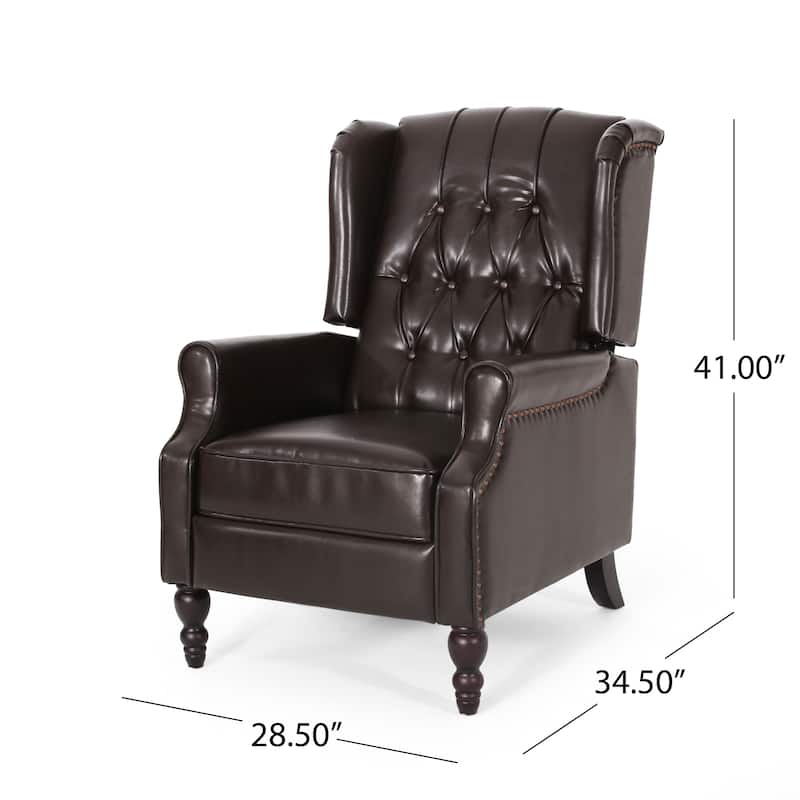 Walter Classic Tufted Bonded Leather Recliner Set (2-Piece) with Nailhead Trim by Christopher Knight Home
