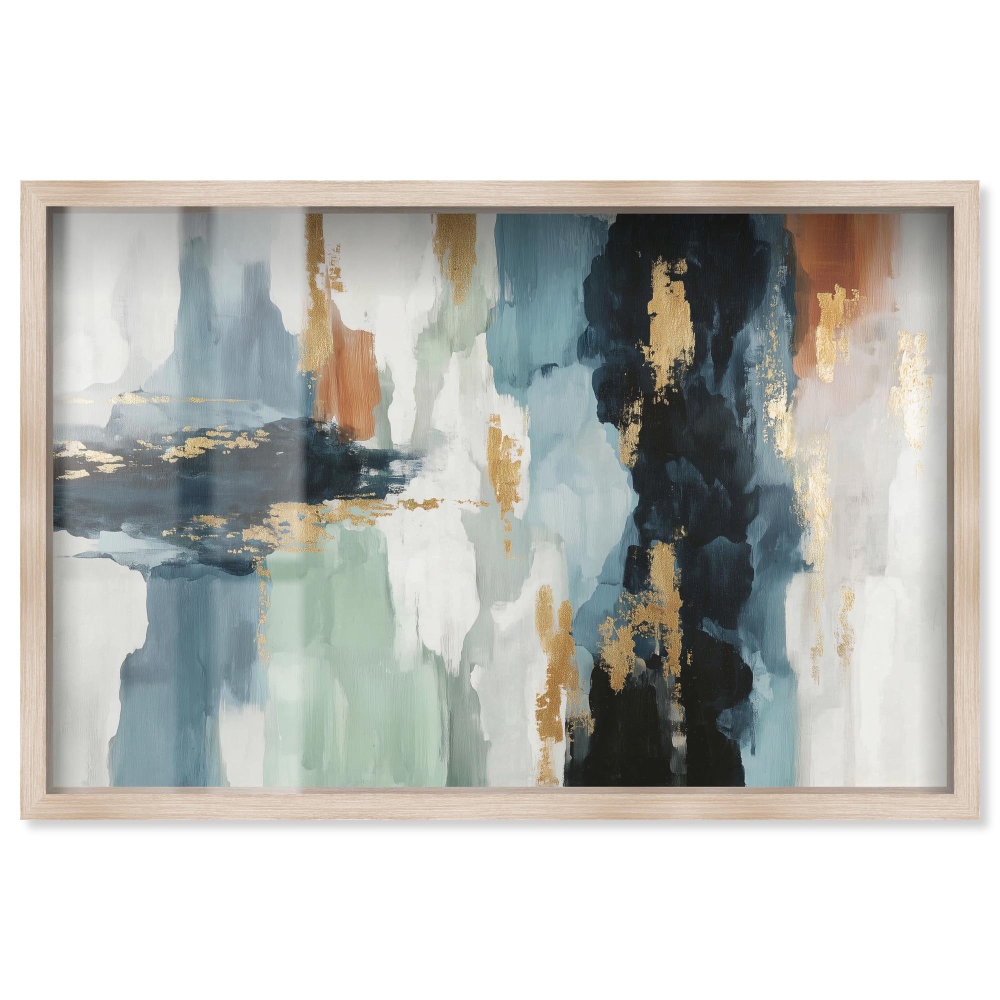 Gold Meets Indigo II Green Art Shadowbox Print by Art Remedy