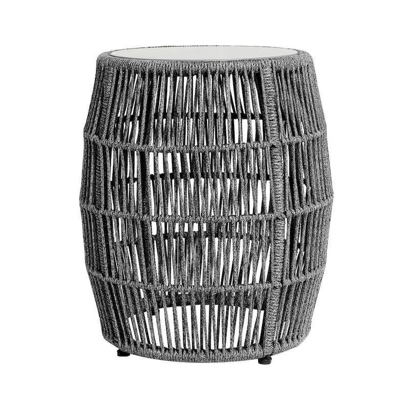 19 in. Gray Round Metal End Table, Sturdy Build End Side Table for Living Rooms