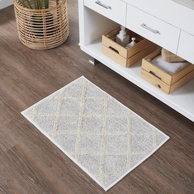 Frayed Lattice Oatmeal Tan Bathmat by VHC 20x30