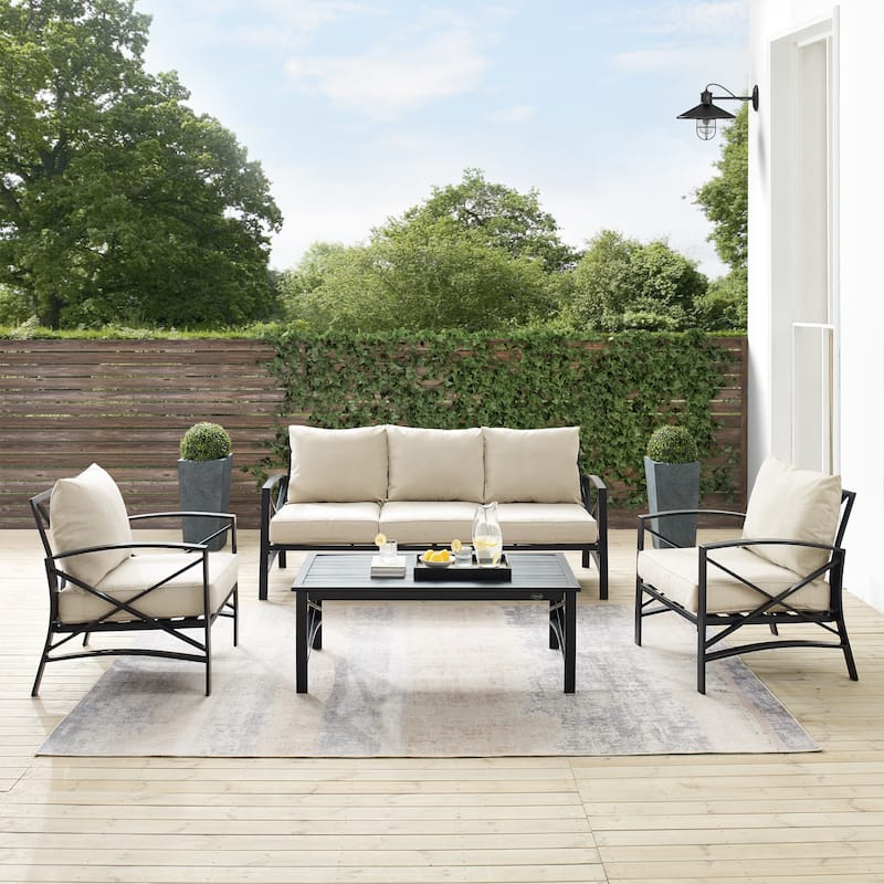 Crosley Kaplan 4Pc Outdoor Sofa Patio Furniture Set - 147 W x 68.5 D x 32 H