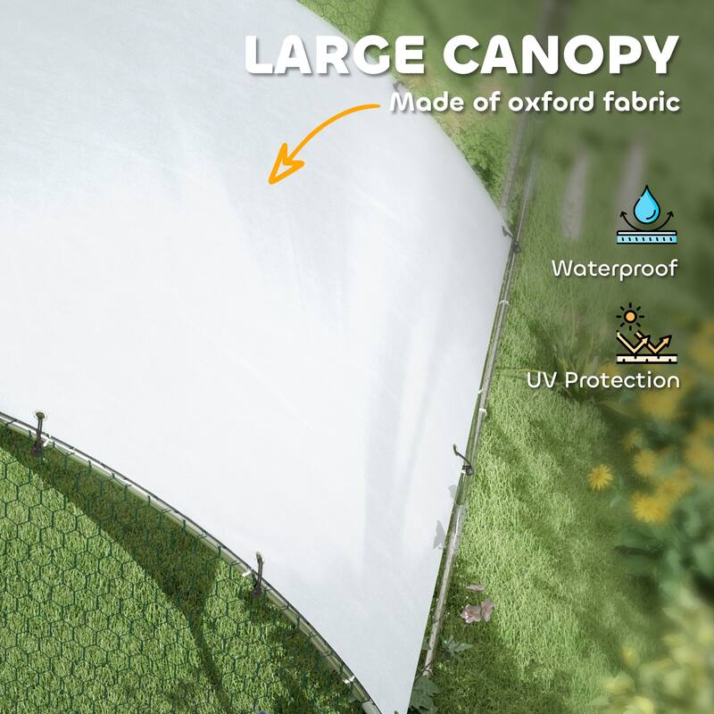 PawHut Large Chicken Coop Metal Chicken Run with Waterproof and Anti-UV Cover, Dome Shaped Walk in Fence Cage Hen House