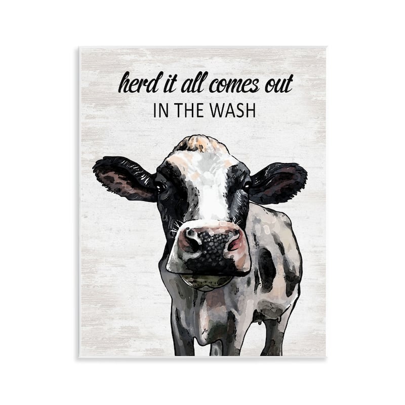 Stupell Farm Animal Laundry Pun Wall Plaque Art Design By Lettered and Lined - 11 x 14