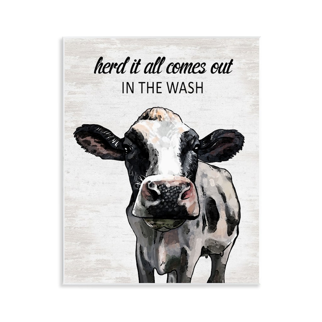 Stupell Farm Animal Laundry Pun Wall Plaque Art Design By Lettered and Lined