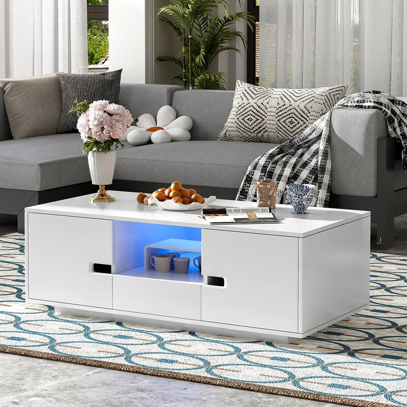Living Room Modern High Glossy Rectangle Coffee Table