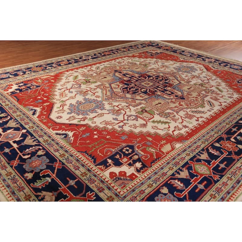 Geometric Heriz Serapi Oriental Large Area Rug Handmade Wool Carpet - 11'10" x 14'11"