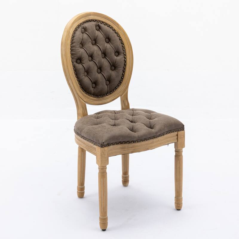French Style Dining Chairs - Set of 2 with Solid Wood Frame and Nailhead Trim