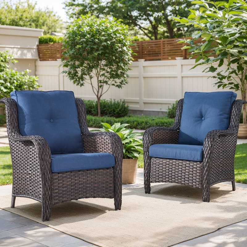 Gymojoy Wicker Patio Club Chairs with Olefin Weather-Resistant Cushions