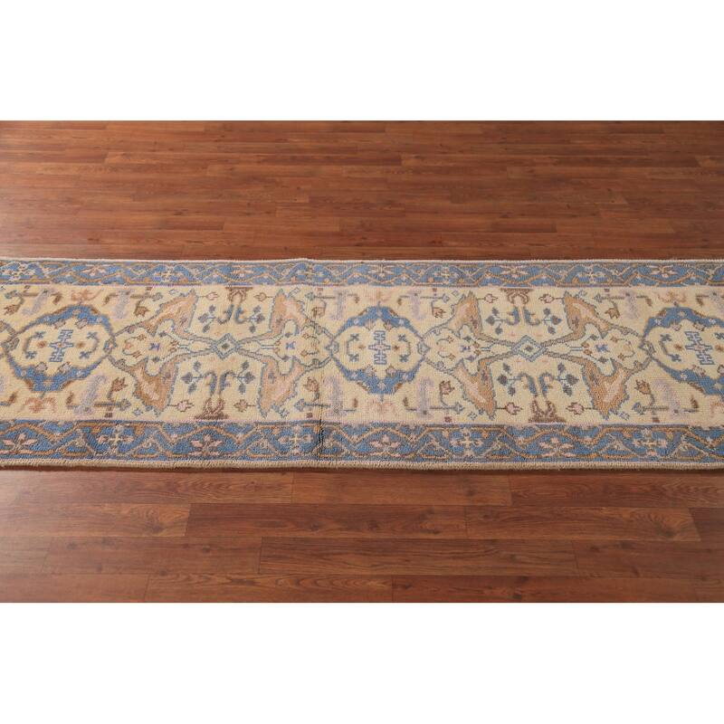 Earth Tone Oushak Oriental Runner Rug Handmade Wool Carpet - 2'6" x 7'10"