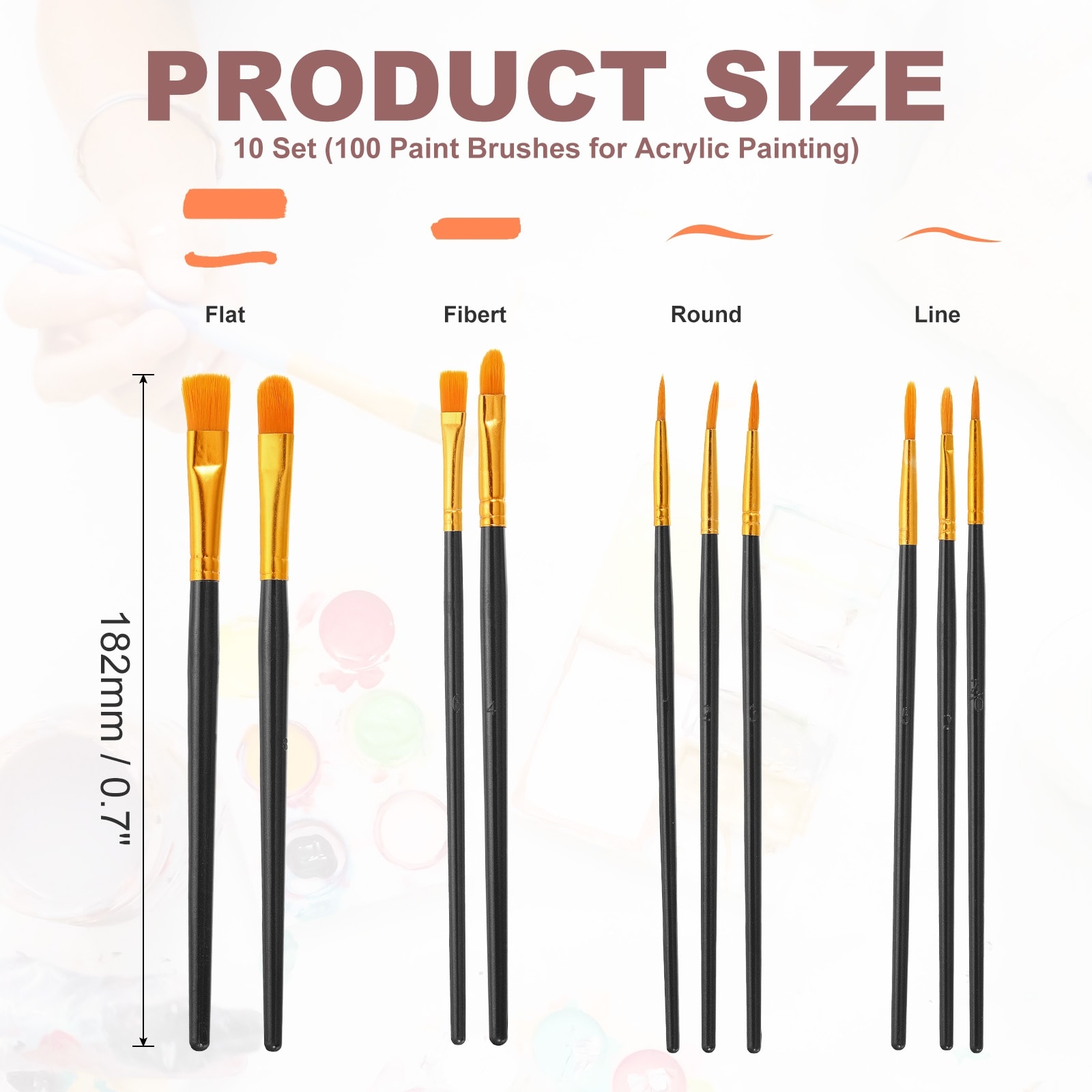 Paint Brushes Set, Acrylic Paint Brush Nylon Hair for Watercolor Oil Painting Miniature Detailing Rock Painting