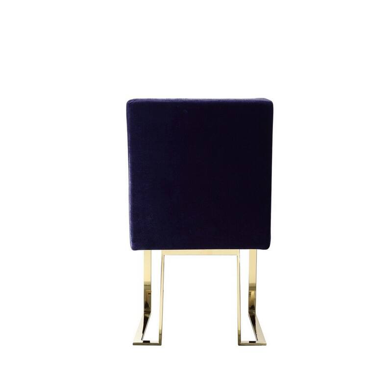 Gold/Navy Blue Velvet Upholstered Metal Frame Dining Chair, Set of 2, Sturdy Dining Chair for Dining Rooms - 17.5