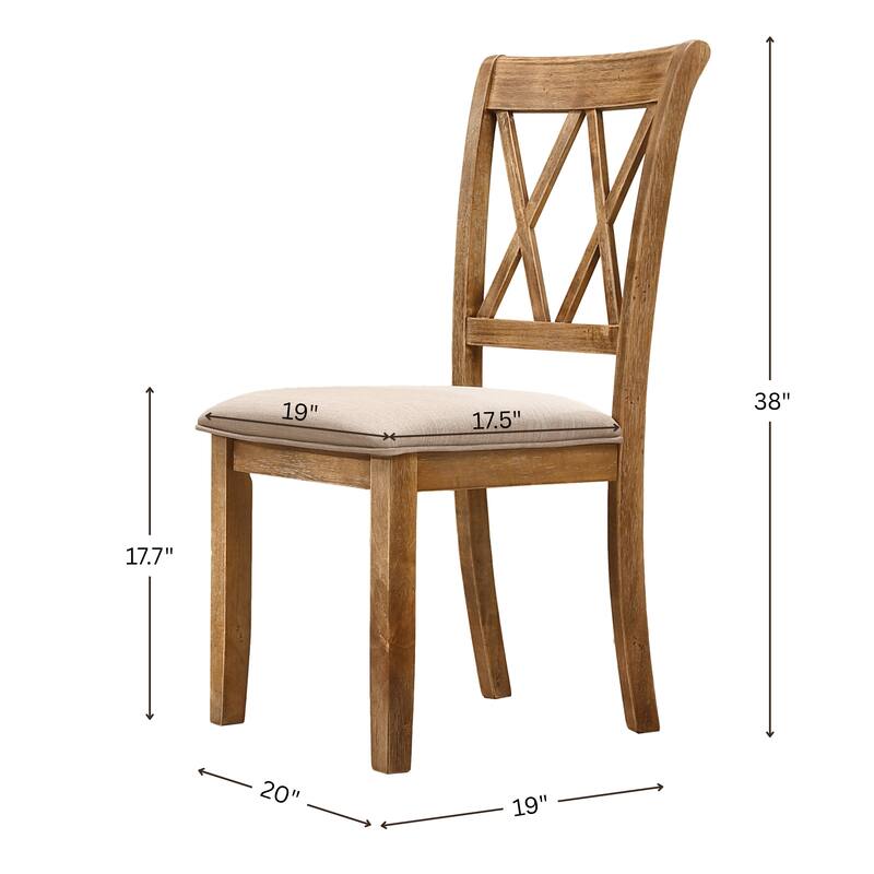 Roundhill Furniture Windvale Upholstered Cross-back Dining Chair, Set of 2