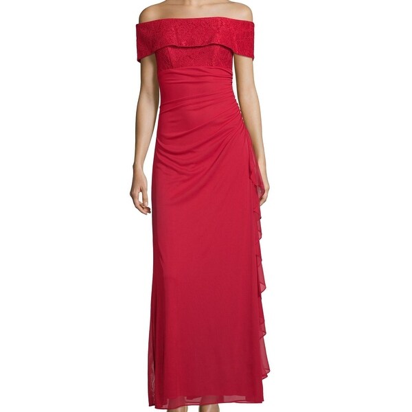betsy and adam off the shoulder lace gown