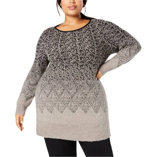 Style & Co. Womens Graduated Jacquard Tunic Sweater,, Grey, 3X - Bed Bath &  Beyond