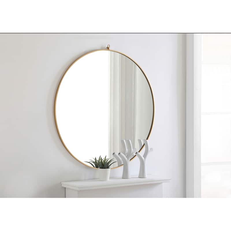 Strick & Bolton Patti Metal 48-inch Round Mirror with Decorative Hook