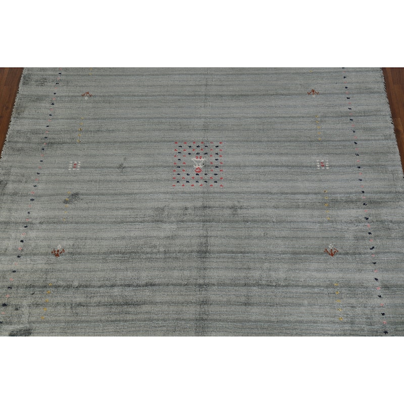 Hand Knotted Oriental 100% Wool Carpet Tribal Animal Pictorial Green Gabbeh Area Rug - 5' 10'' X 4' 1''
