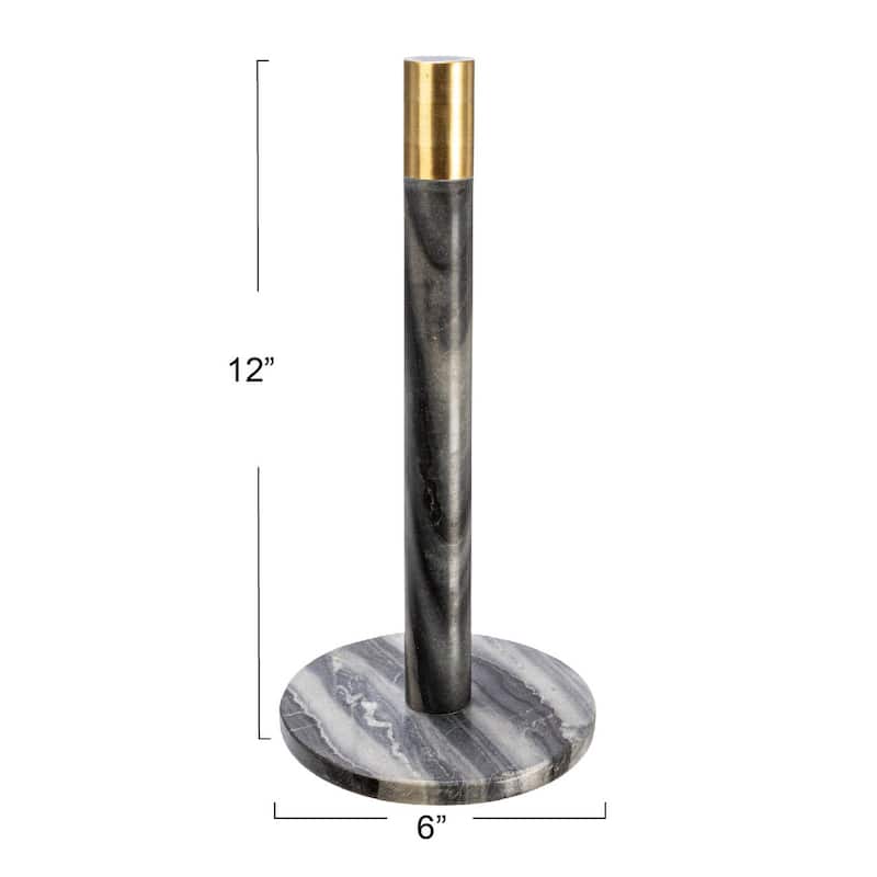 Marble Paper Towel Holder with Brass Accent Band