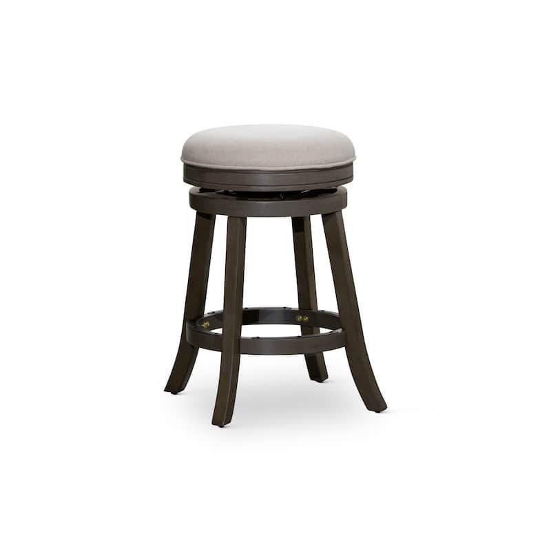 DTY Indoor Living Creede Backless Swivel Stool - Weathered Gray Finish/Beige Fabric - Counter Height