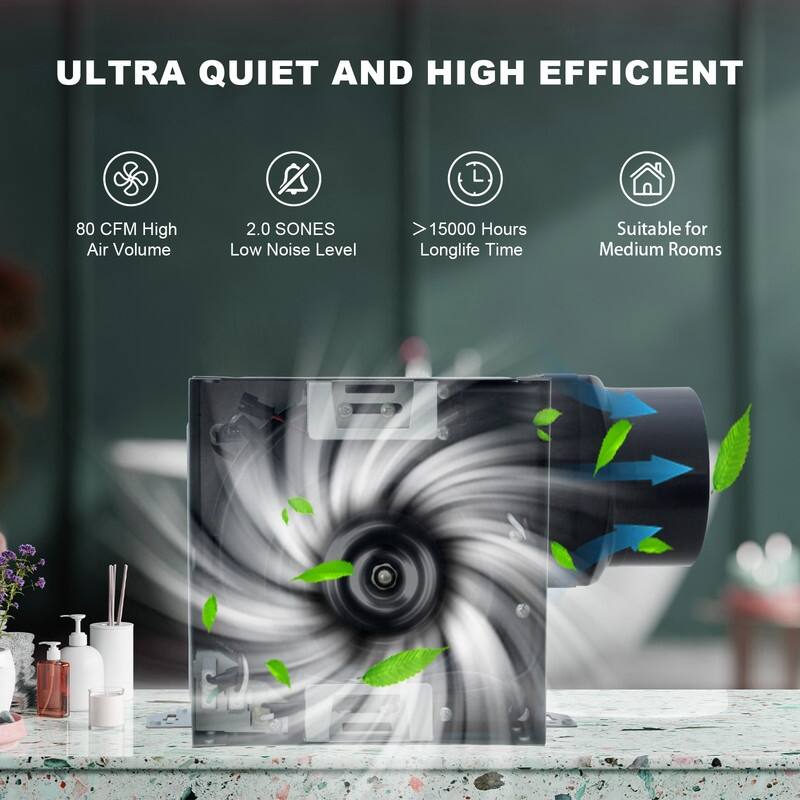 Akicon Bathroom Exhaust Fan with Light, 18W Dimmable 3CCT LED Light with 3.5W Night Light