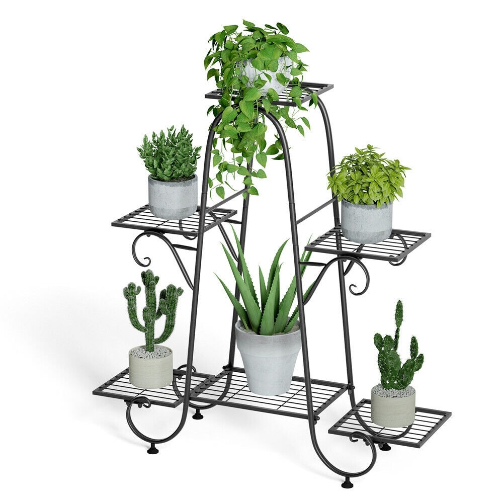 6-Tier Metal Plant Stand: Multilayer Flower Planter Pot Display Rack