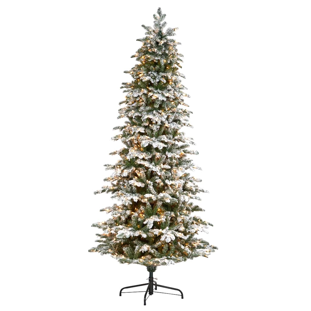Flocked Fir Artificial Christmas Tree with Warm White Lights & Bendable Branches - Winter Wonderland X-Mas Tree