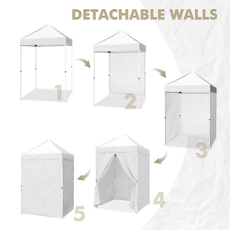 EAGLE PEAK 5x5 Instant Canopy with 4-Side Wall Panels, Small Pop up Portable Canopy Tent with Carry Bag