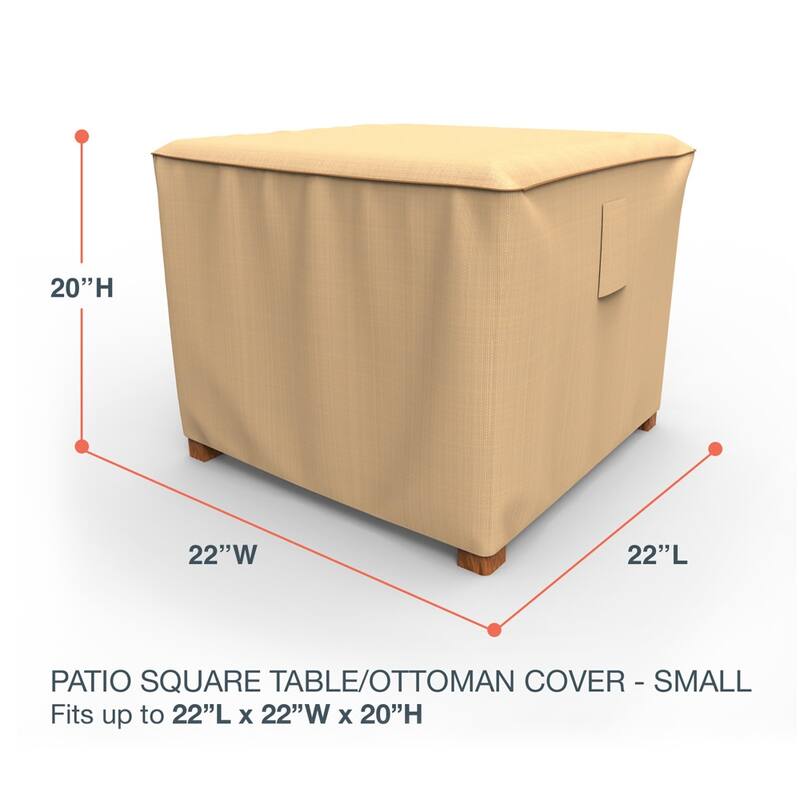 Budge Sedona Tan Outdoor Square Patio Table Ottoman Cover Multiple Sizes - Small - 20"H x 22"W x 22"L