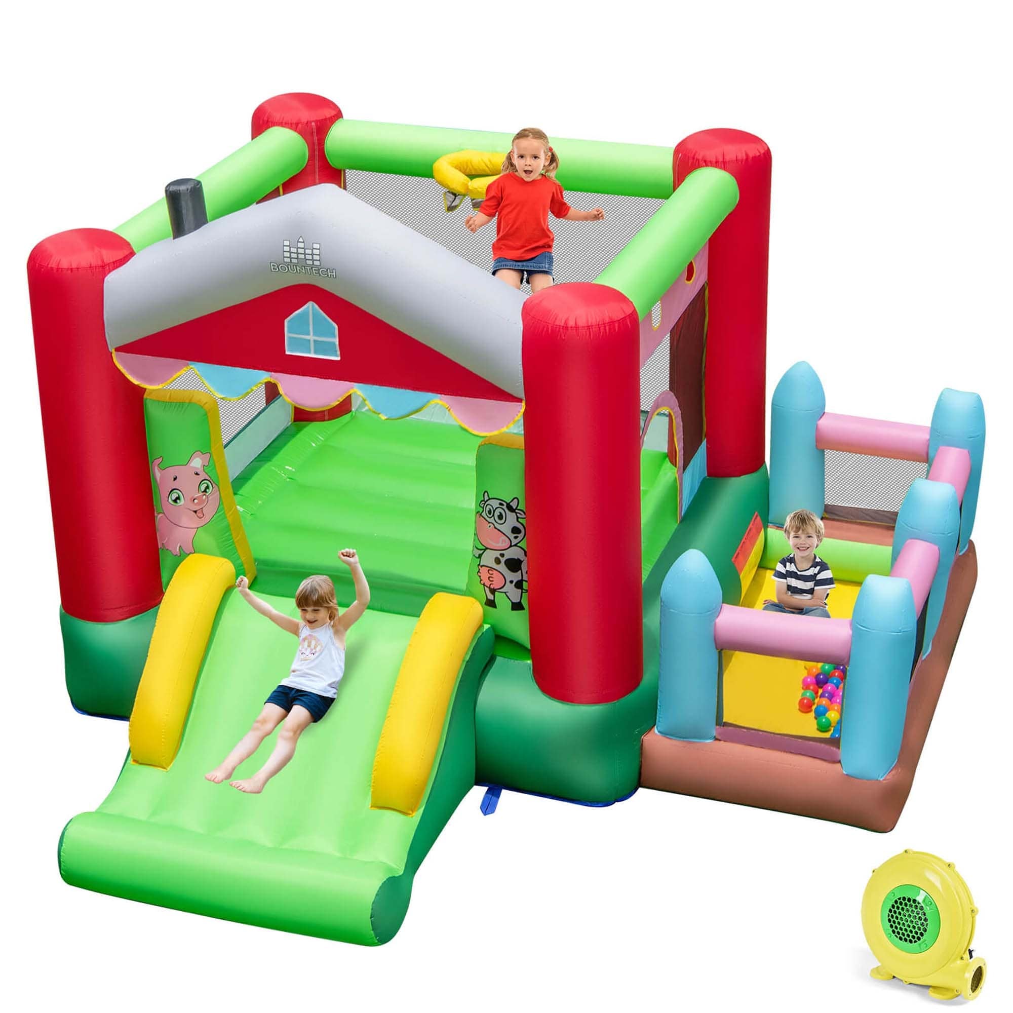 Costway 4 in 1 Farm Themed Inflatable Bounce House with Slide Ball Pit Multi color See Details Bed Bath Beyond 41278938