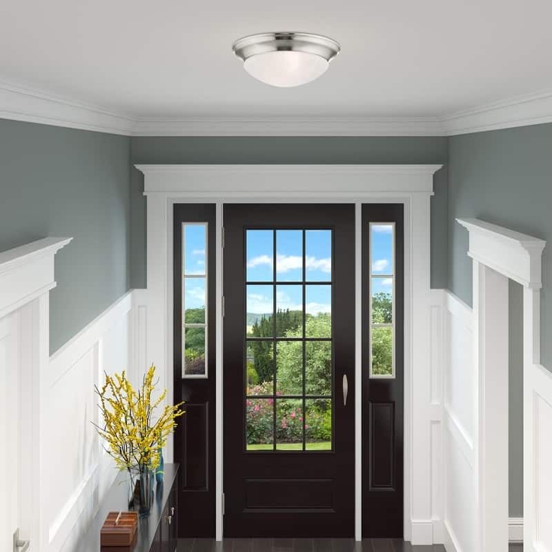 Livex Lighting 2 Light Brushed Nickel Ceiling Mount, 7303-91 - 14"Dia. x 4.75"H