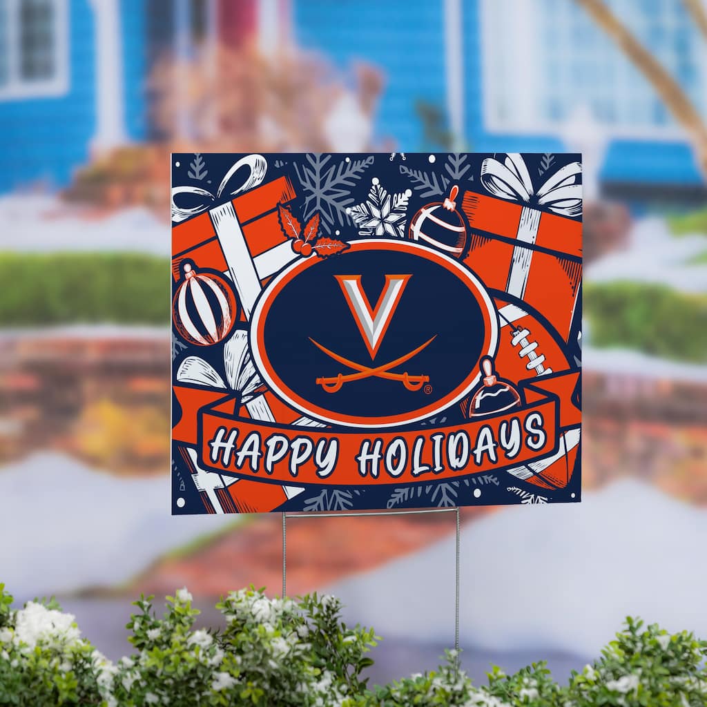 University of Virginia Yard Sign, Happy Holidays - 24" x 18"
