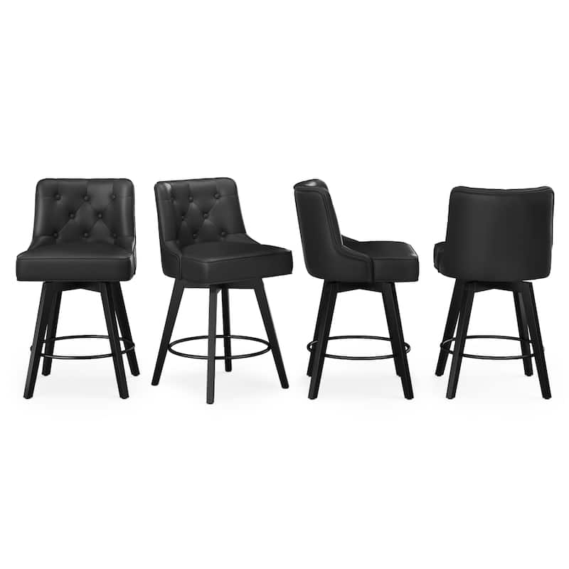 Modern 26 in. Counter Height Barstools 360 Free Swivel Set of 4 Bar Stools with Back