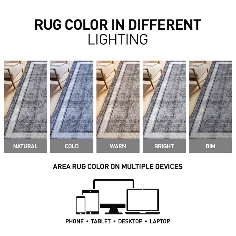 World Rug Gallery Contemporary Distressed Bordered Area Rug