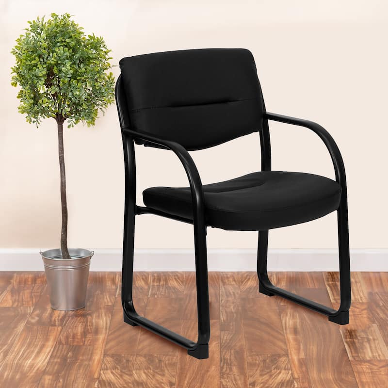 LeatherSoft Executive Reception Chair with Sled Base and Foam Padded Seat