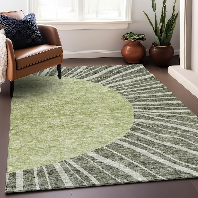 Premium Washable Super Soft Contemporary Rays Mayfield Rug