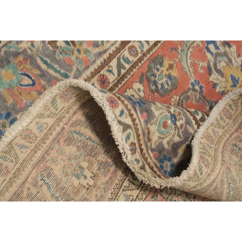 Hand Knotted Oriental 100% Wool Carpet Traditional Floral Oranges & Rust Tabriz Area Rug - 9' 9'' X 6' 4''